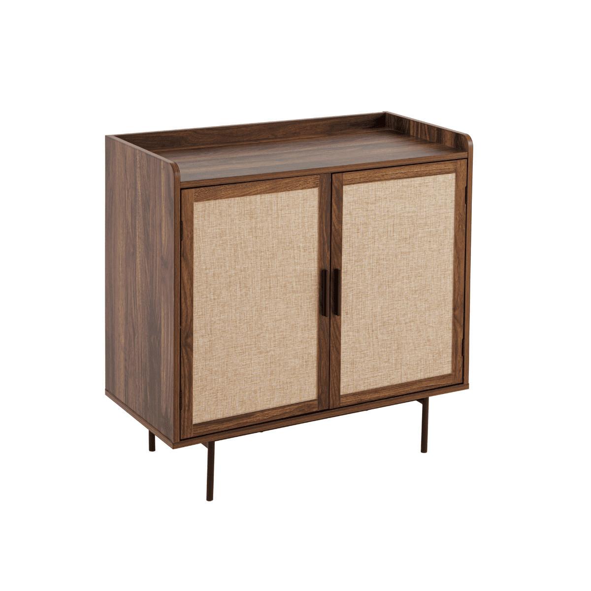 KOMMODE mit 2 Türen in Nussbaumoptik und Stofffronten jetson 80/39,5/79 cm - Nussbaumfarben, Holzwerkstoff (46.5/79/39.5cm) - Calicosy