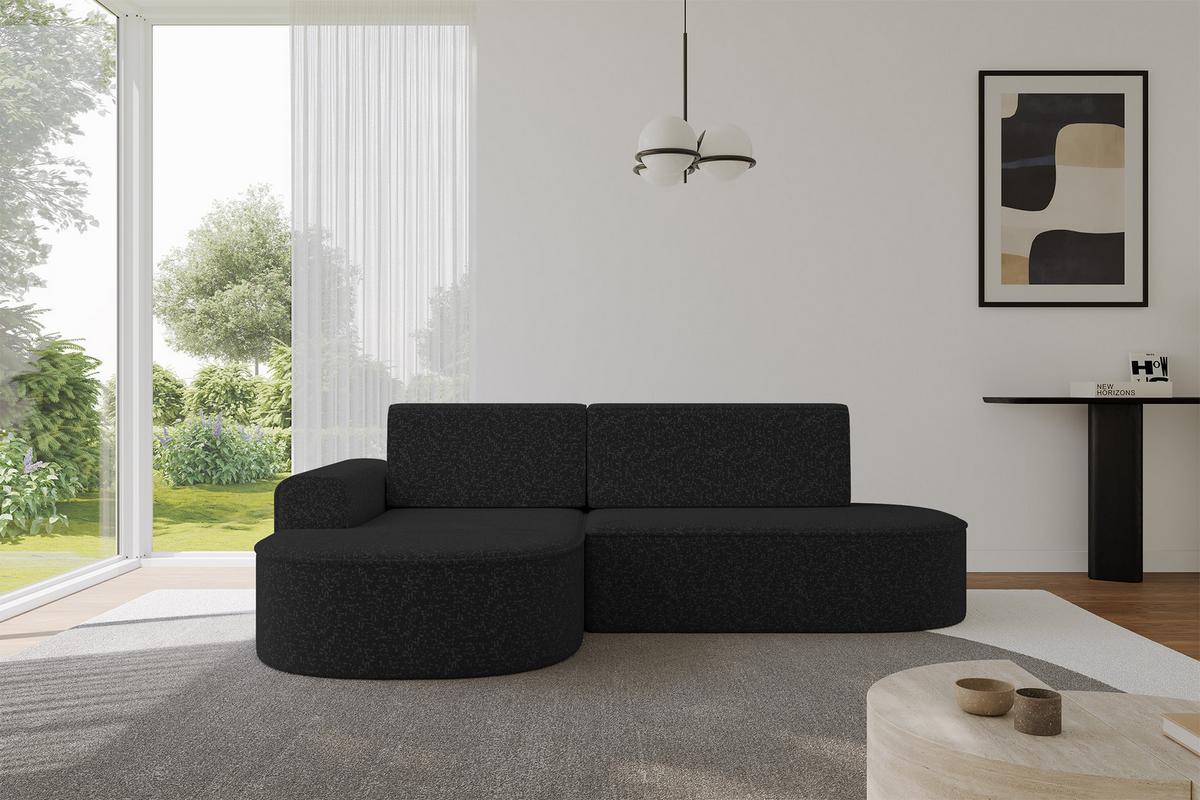 ECKSOFA mit Schlaffunktion und Bettkasten Ottomane Links MARI-L1-S - 283x167x73 cm Schwarz Tissu - Schwarz, Holzwerkstoff/Kunststoff (283/167cm) - ALTDECOR
