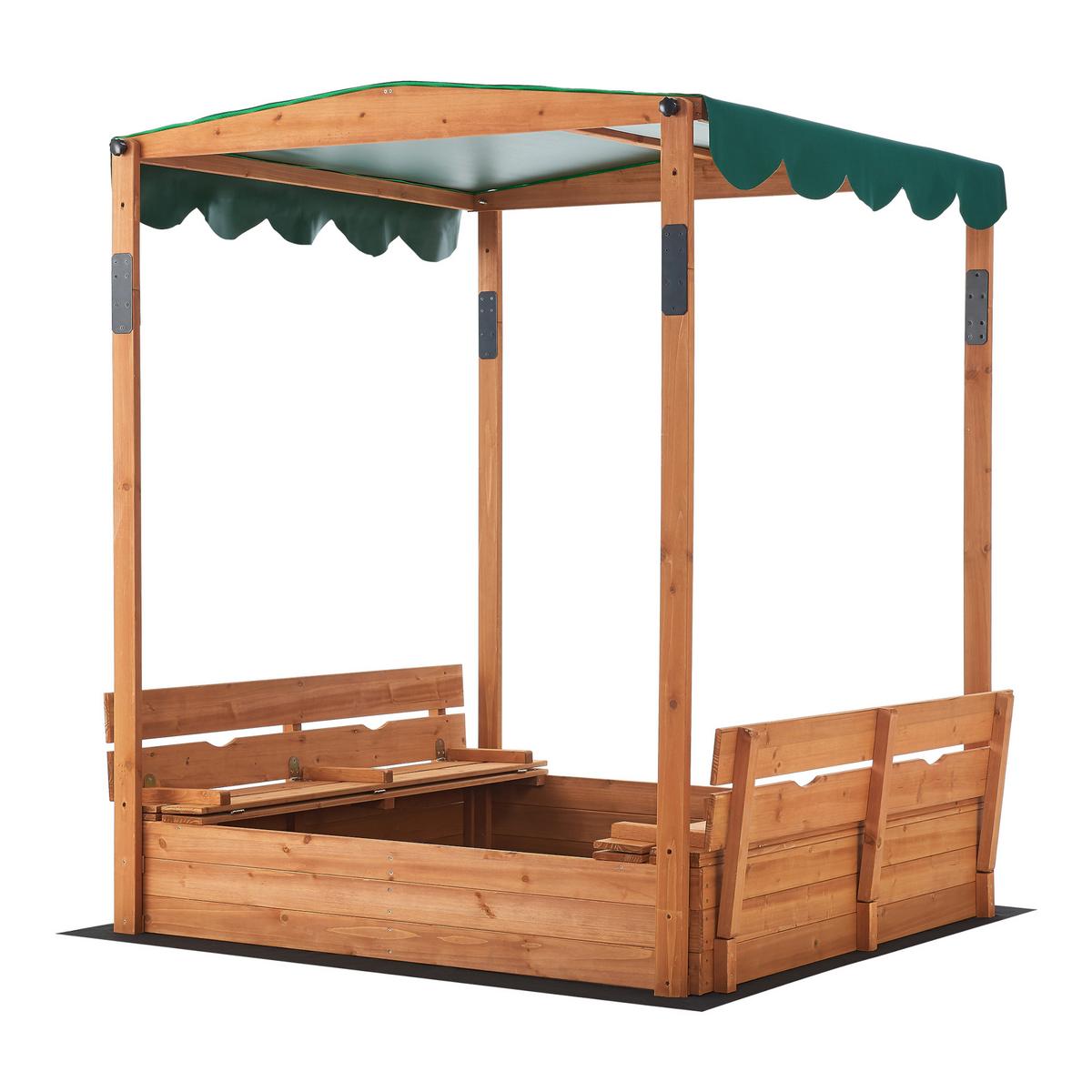 SANDKASTEN Pitsunda - Naturfarben/Grün, Holz (118/118/145cm) - [en.casa]