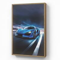 NACHTTISCHLAMPE MIT AKKU Auto - Blau - Jungen - Kind 70x100 cm - Blau, Holzwerkstoff (8/70/100cm) - OnlyWow