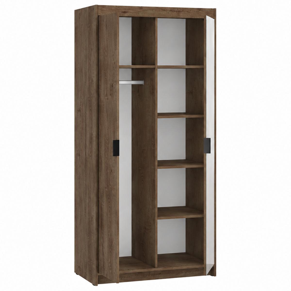 DREHTÜRENSCHRANK Elena mit 2 Türen und Spiegel, 90 cm, Eiche Lefkas - Eichefarben, Holzwerkstoff (90/190/53cm) - Beautysofa