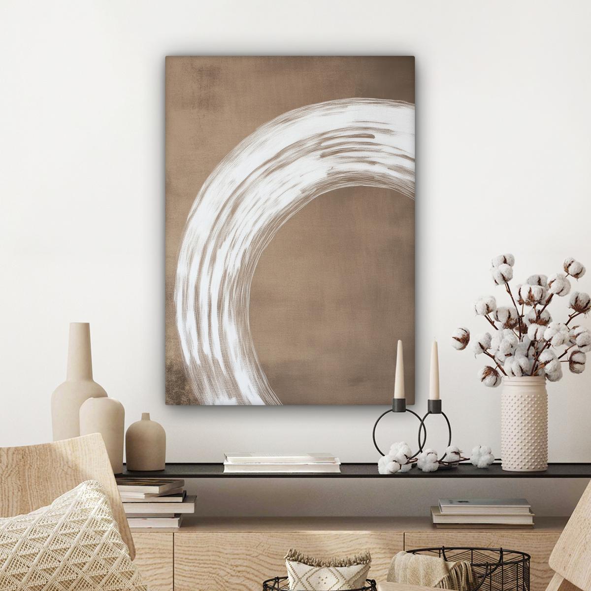LEINWANDBILD Farbe - Braun - Japandi Wandbild Wohnzimmer 60x80 cm - Kupferfarben, Textil (60/80cm) - MuchoWow