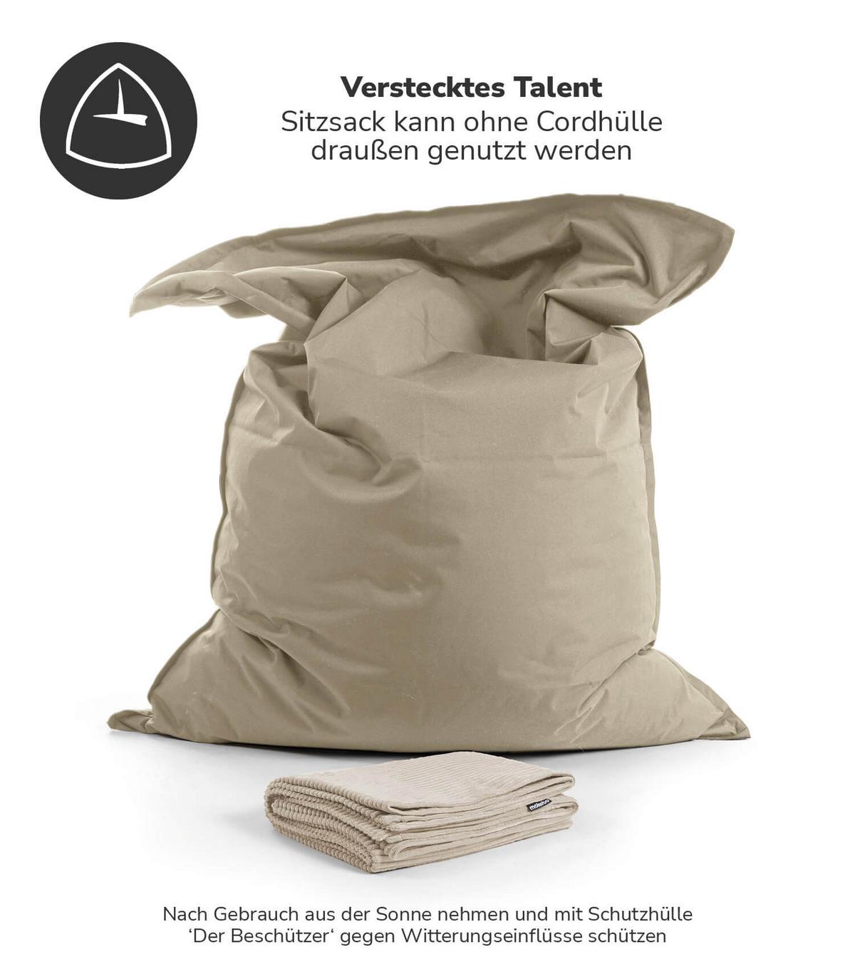 SITZSACK mit Cord Cover Der Große - Beige, Textil (130/20/170cm) - Mokebo