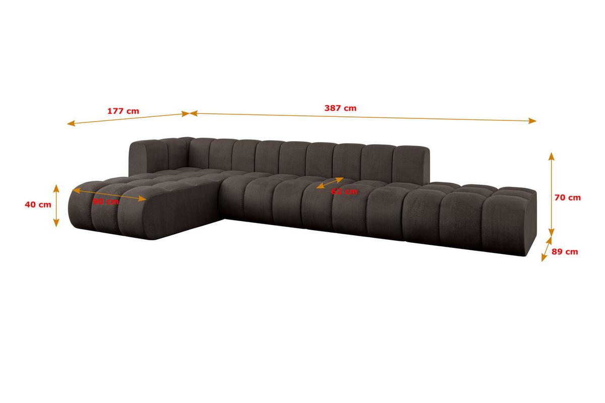 ECKSOFA modulares Sofa Zuvon-L2 - 387x177x70 cm Braun - Braun, Holzwerkstoff/Textil (387/177cm) - ALTDECOR