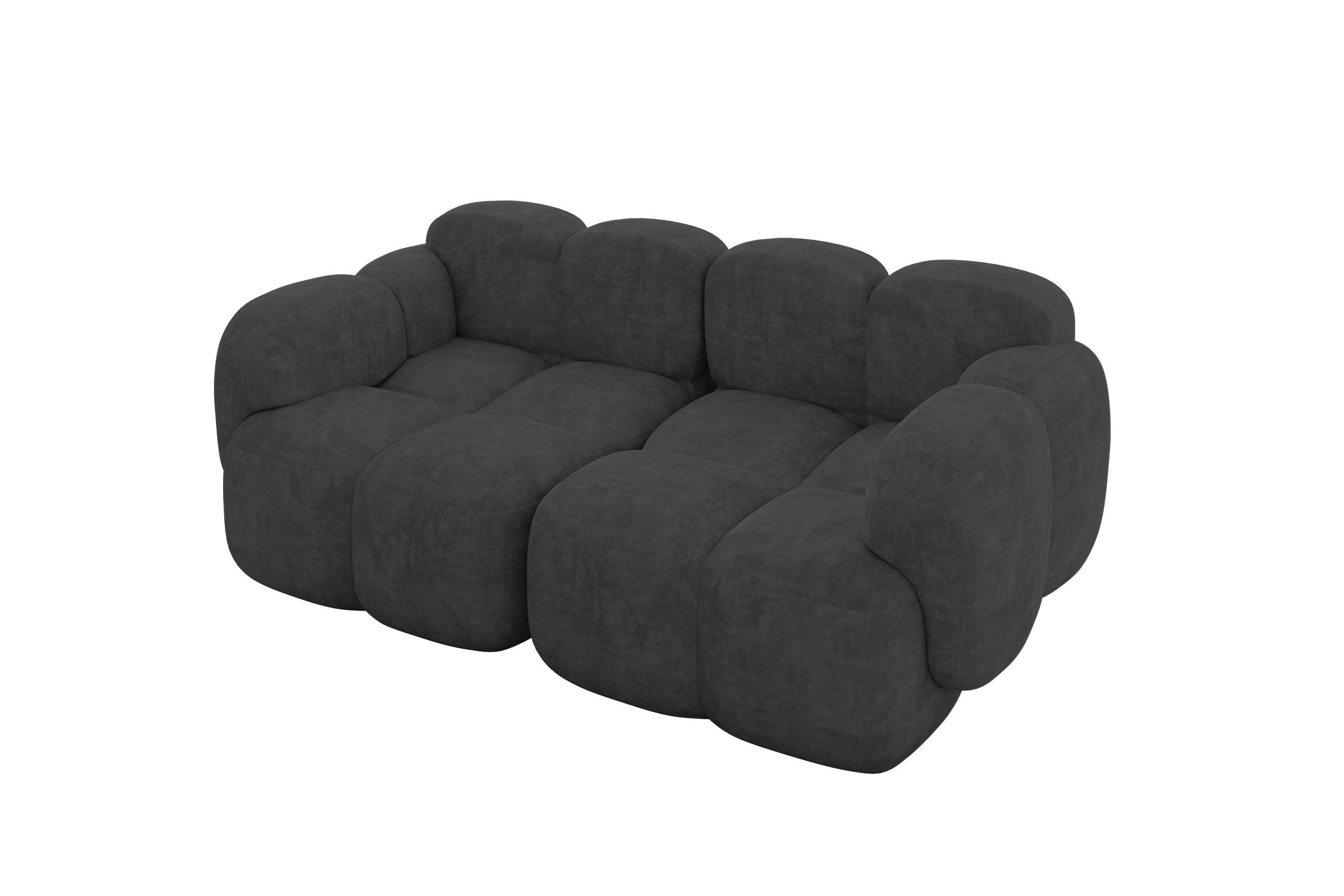 2-SITZER modulares Sofa Miko-S1 214x118x75 cm Dunkelgrau Velours - Dunkelgrau/Schwarz, Holzwerkstoff/Kunststoff (214/75/118cm) - ALTDECOR