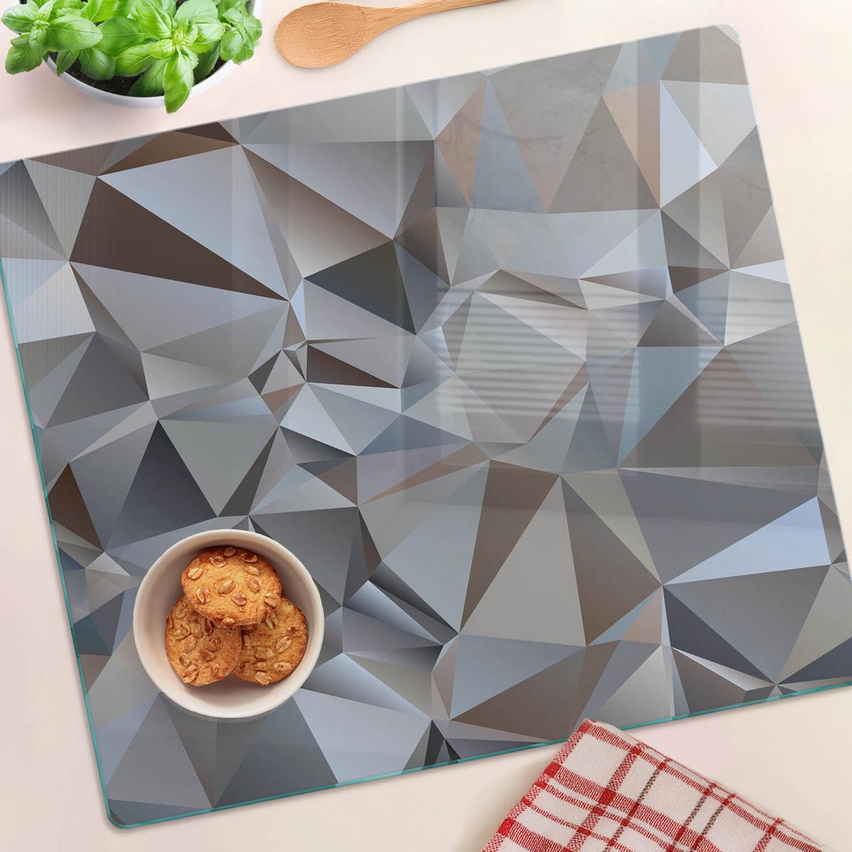 GLASPLATTE 60x52 cm Abstrakte Dreiecke - Grau, Glas (60/0.4/52cm) - TULUP