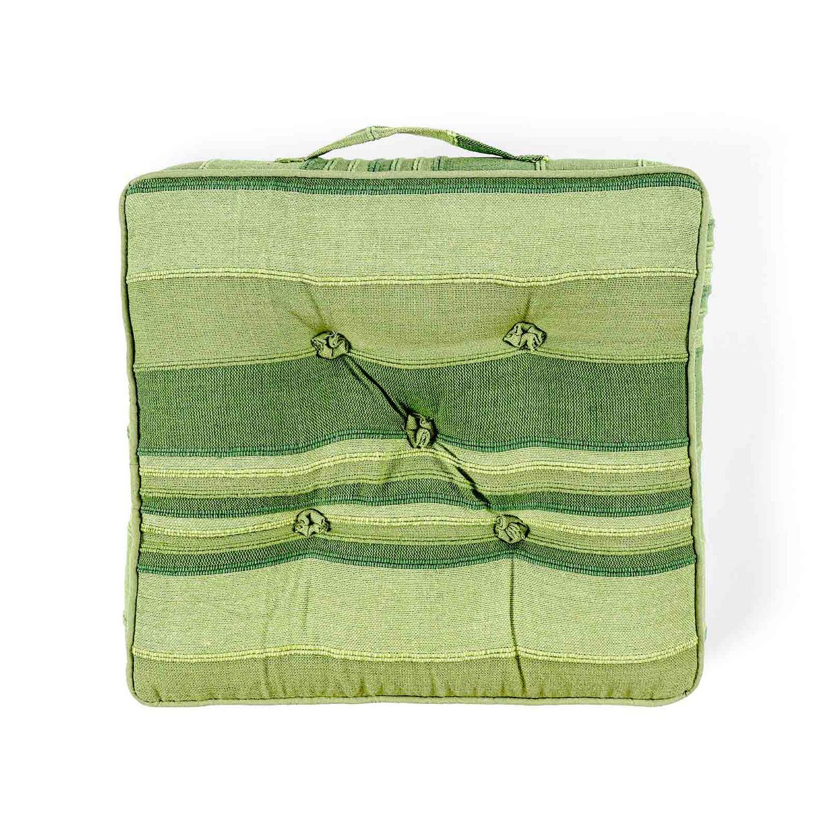 SITZKISSEN Morocco grün gestreift 40/40/8 cm - Grün, Textil (40/40/8cm) - Homescapes