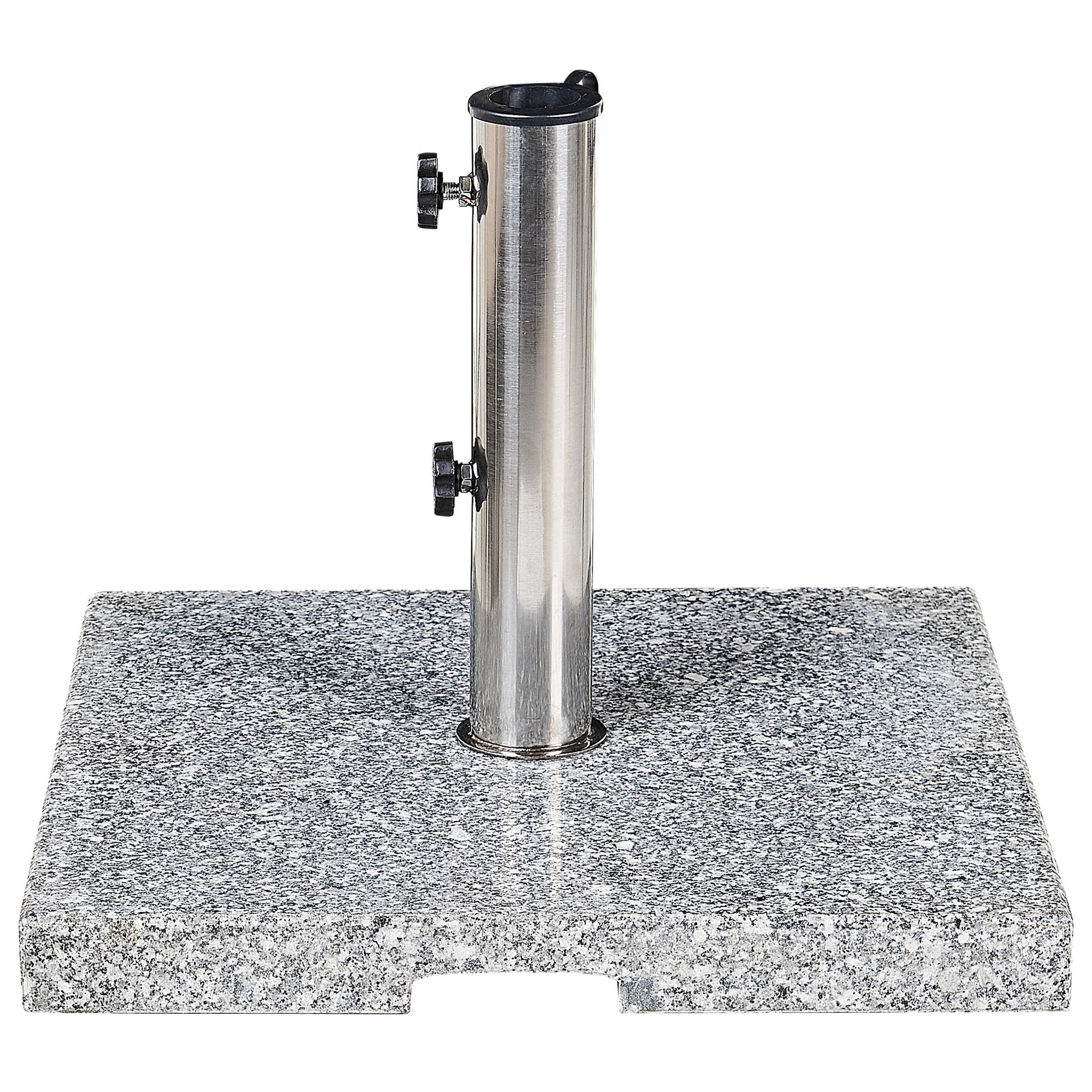 SONNENSCHIRMSTÄNDER Granit/Edelstahl grau 45/45 cm Ceggia - Silberfarben/Grau, Stein (45/45cm) - Beliani