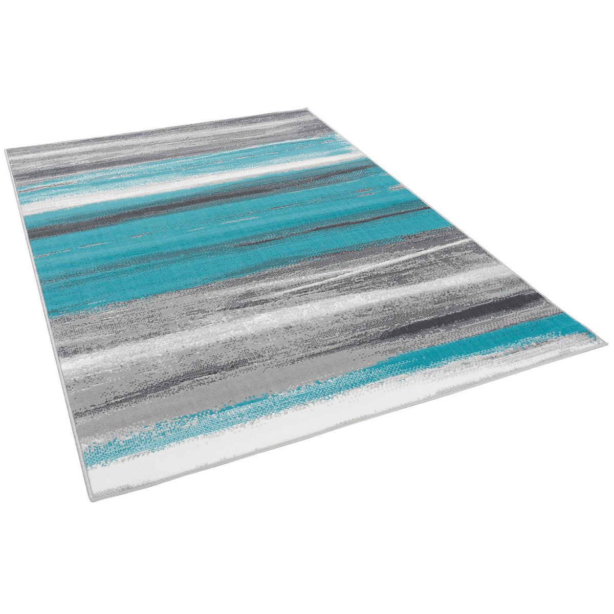 MODERN DESIGNER VELOURS TEPPICH SAMBA - Türkis/Grau, Textil (190/280cm) - Pergamon