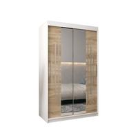 SCHWEBETÜRENSCHRANK 200/120/62 2-türig - Silberfarben/Weiß, Holz/Kunststoff (120/200/62cm) - Abiks Möbel