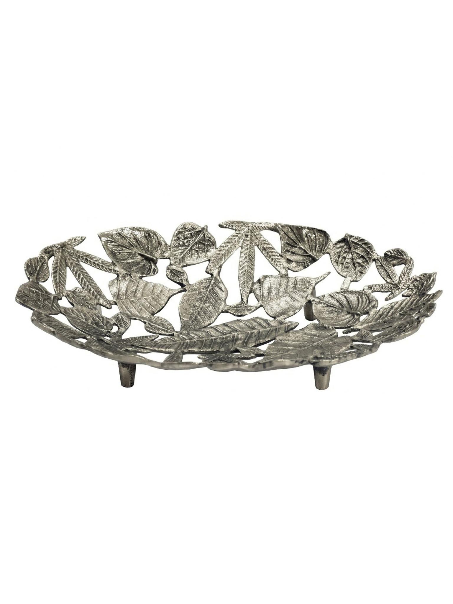 DEKOSCHALE RECANATI, Aluminium, handgefertigt, Silber, 49 x 31 x 8 cm - Silberfarben, Metall (8cm) - KADIMA DESIGN