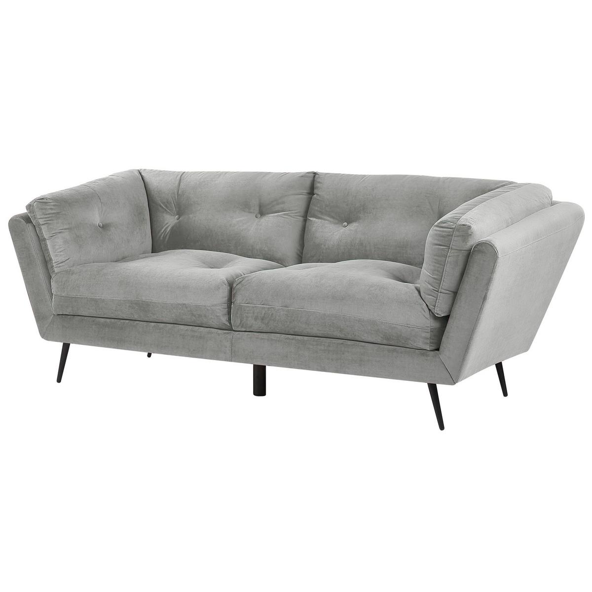 3-SITZER-SOFA Samtstoff Grau Lenvik - Grau, Textil (210/75/90cm) - Beliani