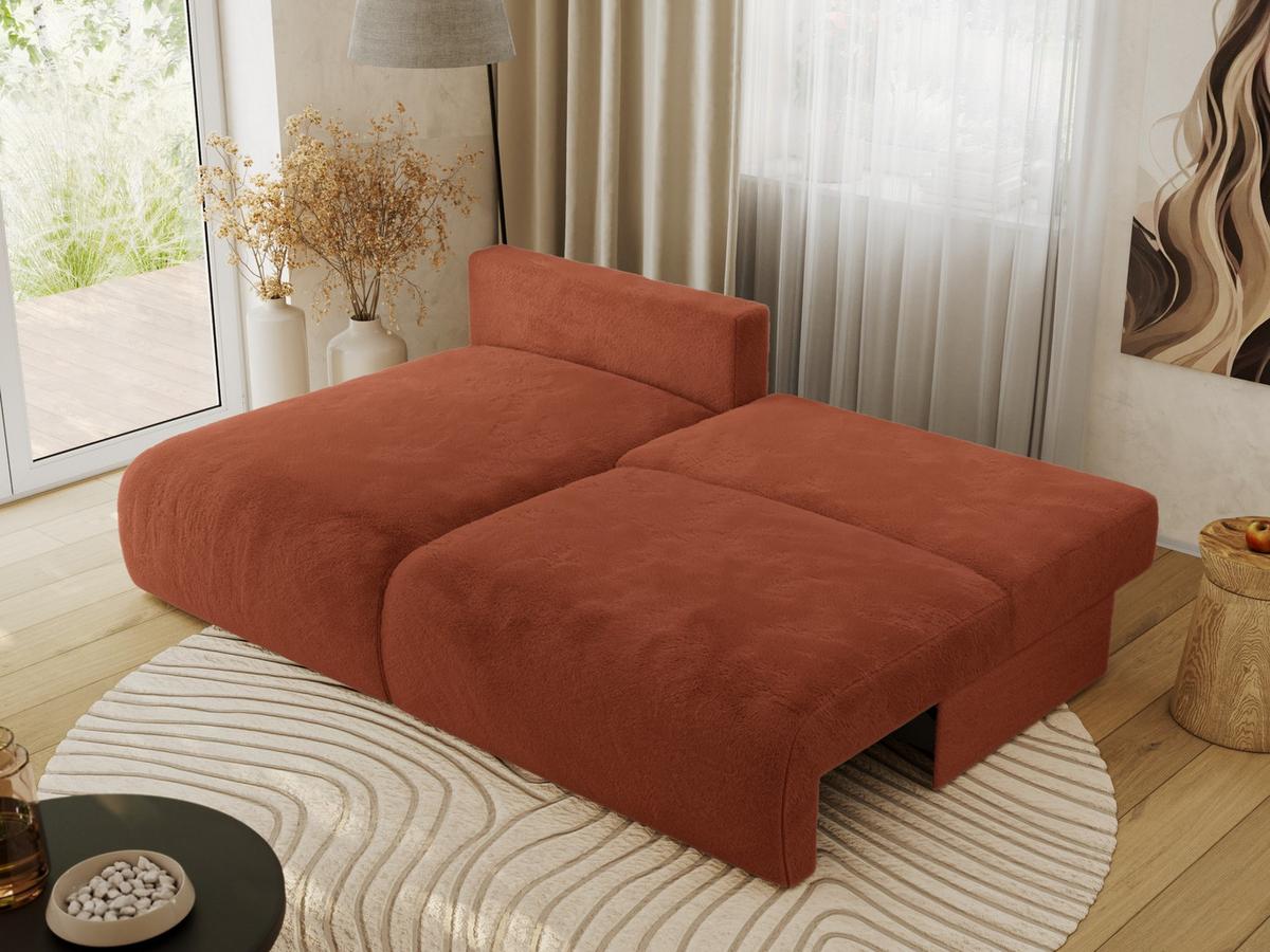 ECKSCHLAFSOFA VIVO L Orange Plüsch - links - Schwarz/Orange, Kunststoff/Textil (223/150cm) - MKS