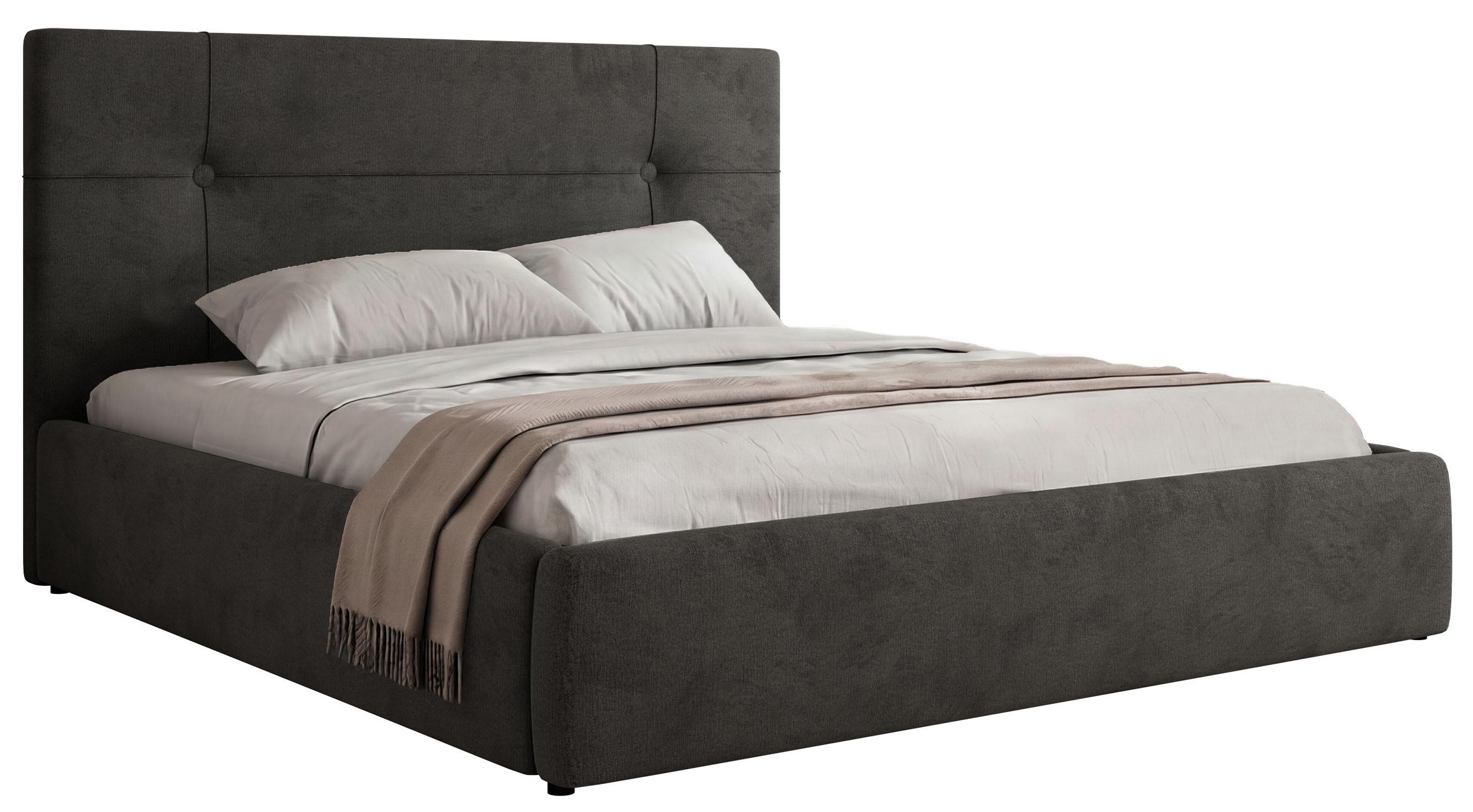 POLSTERBETT CALERIO CLASSIC 200/200 - Dunkelgrau Velvet - Matratze Pocket - Dunkelgrau/Schwarz, Kunststoff/Textil (200/200cm) - MKS