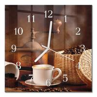 WANDUHR aus Glas 30x30 cm - Tasse Kaffee - Braun, Glas (30/30/0.4cm) - TULUP
