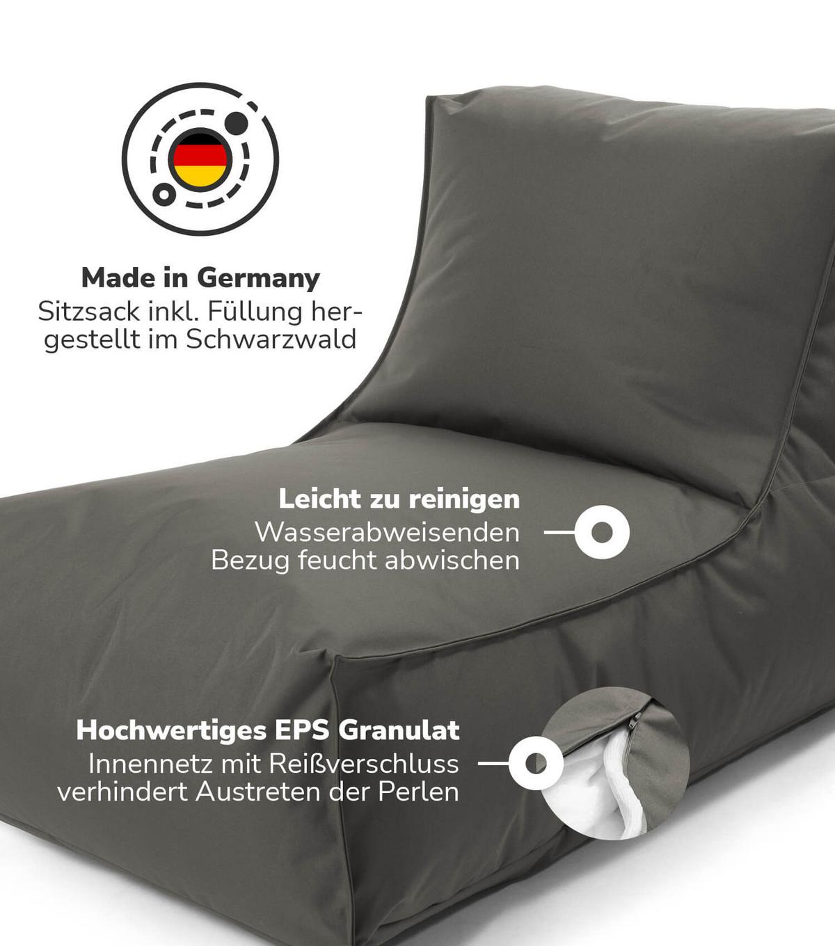OUTDOOR SITZSACK mit Schutzhülle Der Sundowner - Schwarz, Textil (60/65/95cm) - Mokebo