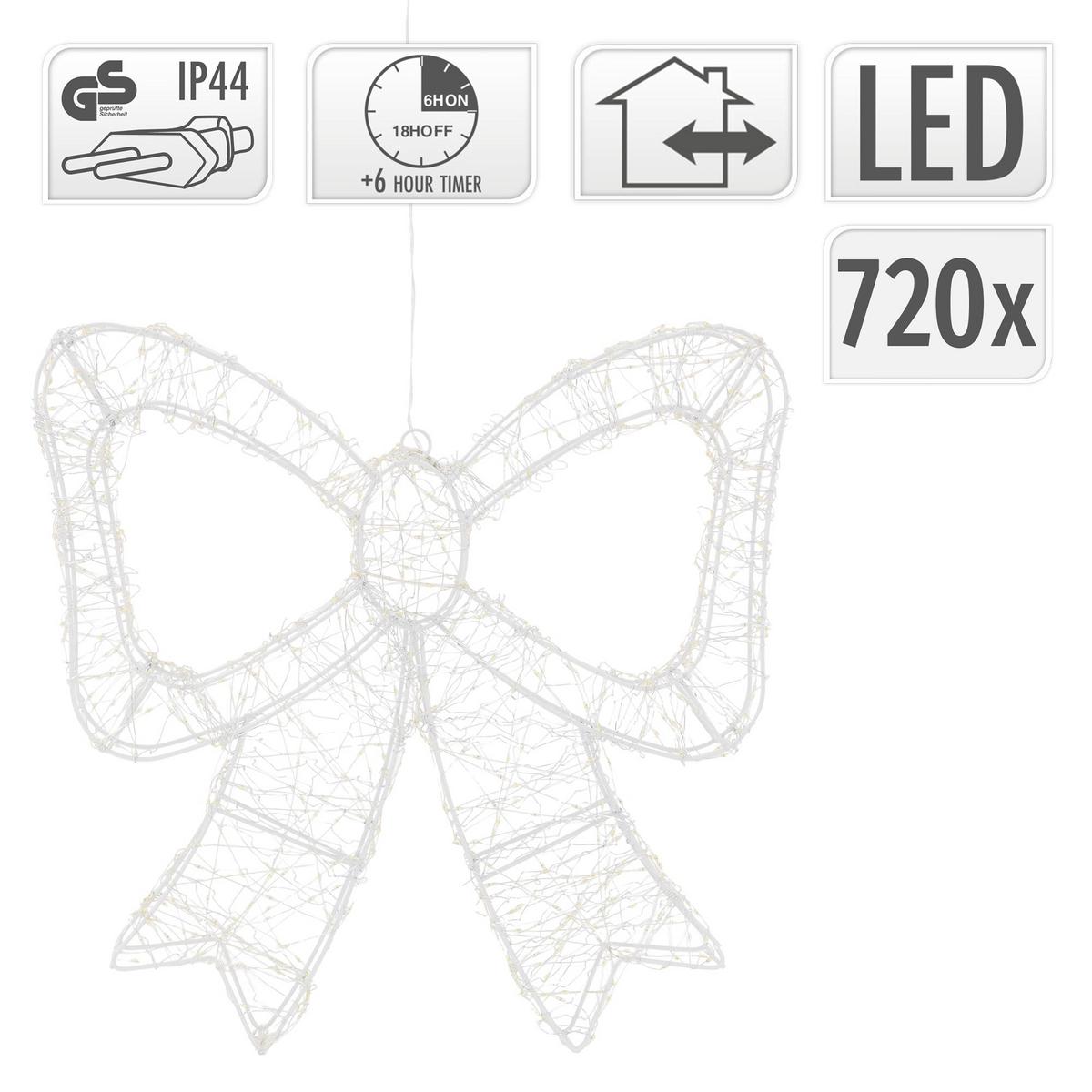 LED SCHLEIFE mit Timer 720 LED Warmweiß Weihnachtsdeko 46 cm Innen/Aussen - Weiß, Kunststoff (48/46/6cm) - ECD-Germany
