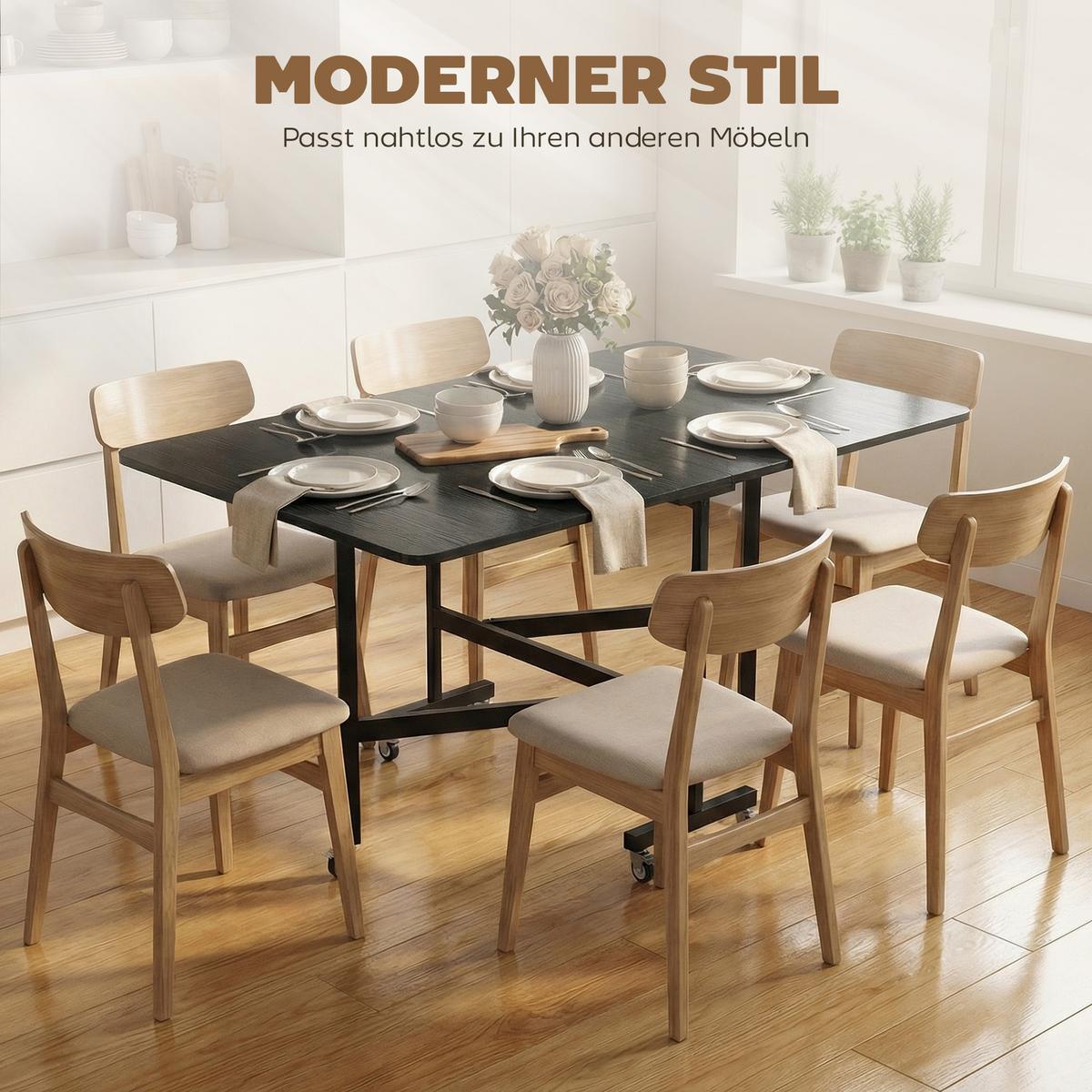 ESSTISCH klappbar aus Spanplatte Stahl Schwarz - Schwarz, Holzwerkstoff (120/80/73cm) - HOMCOM