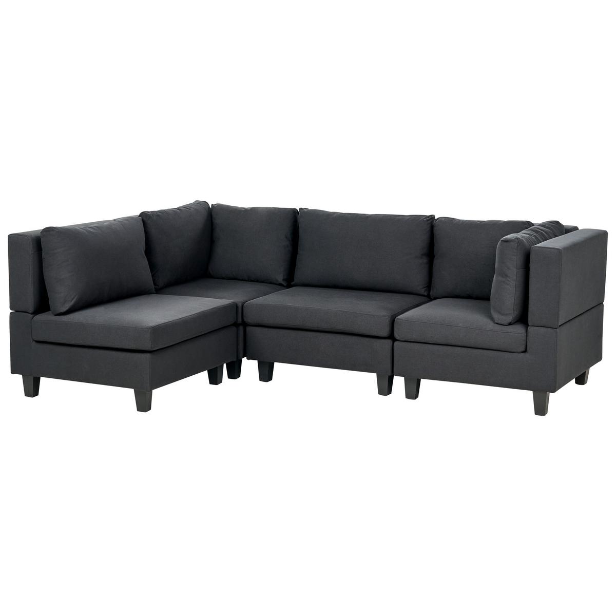 ECKSOFA Modul 4-Sitzer rechtsseitig Schwarz Stoff Unstad - Schwarz, Textil (228/152cm) - Beliani