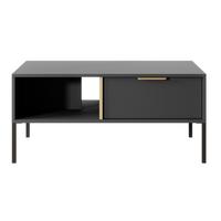 COUCHTISCH Catanian 1S Grau 96,9/44,4/60 cm – mit goldenen Griffen und schwarzen Beinen - Schwarz/Grau, Holzwerkstoff/Metall (60/96.9/44.4cm) - AX Living