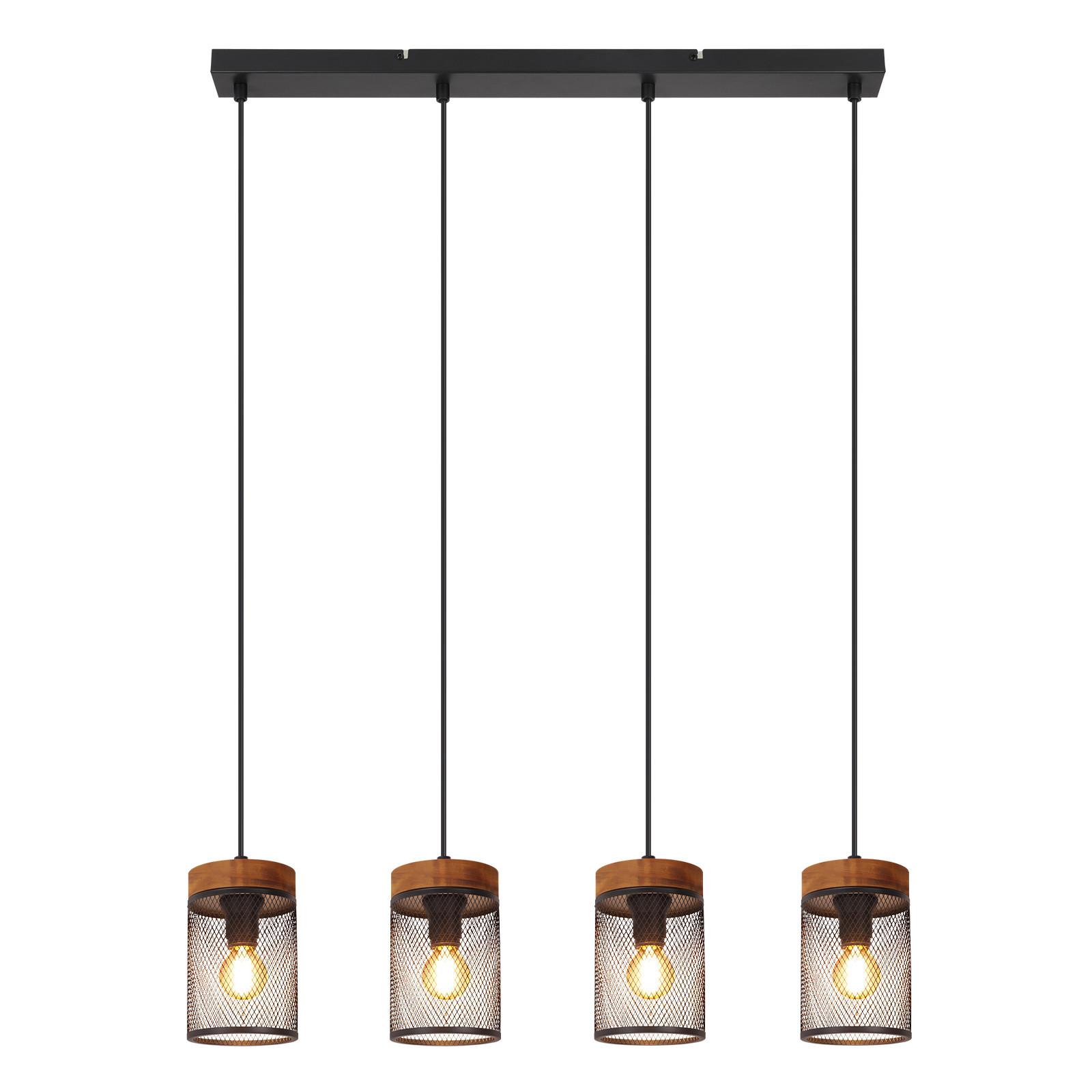 PENDELLEUCHTE Rhyven 65/10/150 cm - Schwarz/Braun, Holz/Metall (65/10/150cm) - ZMH