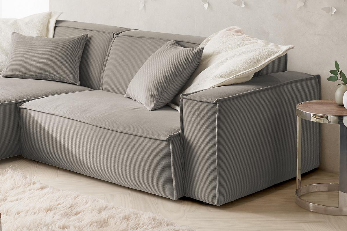 ECKSOFA SAMU Grau Cord - Schwarz/Grau, Textil (276/168cm) - KAWOLA