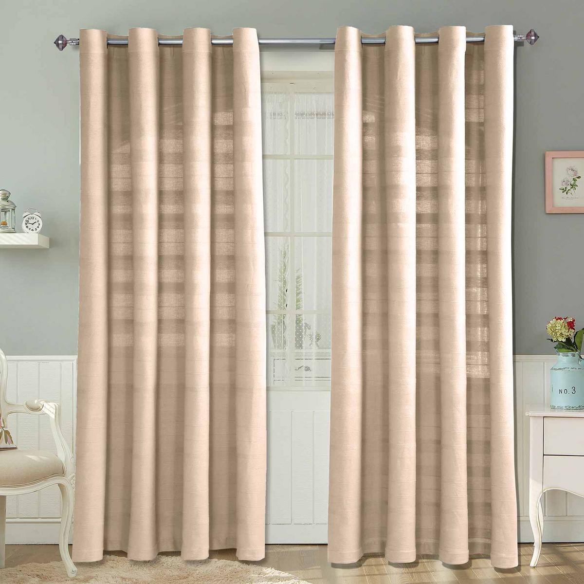 ÖSENVORHANG Rajput blickdicht 2er-Set, 137/137 cm - Naturfarben, Textil (137/137cm) - Homescapes