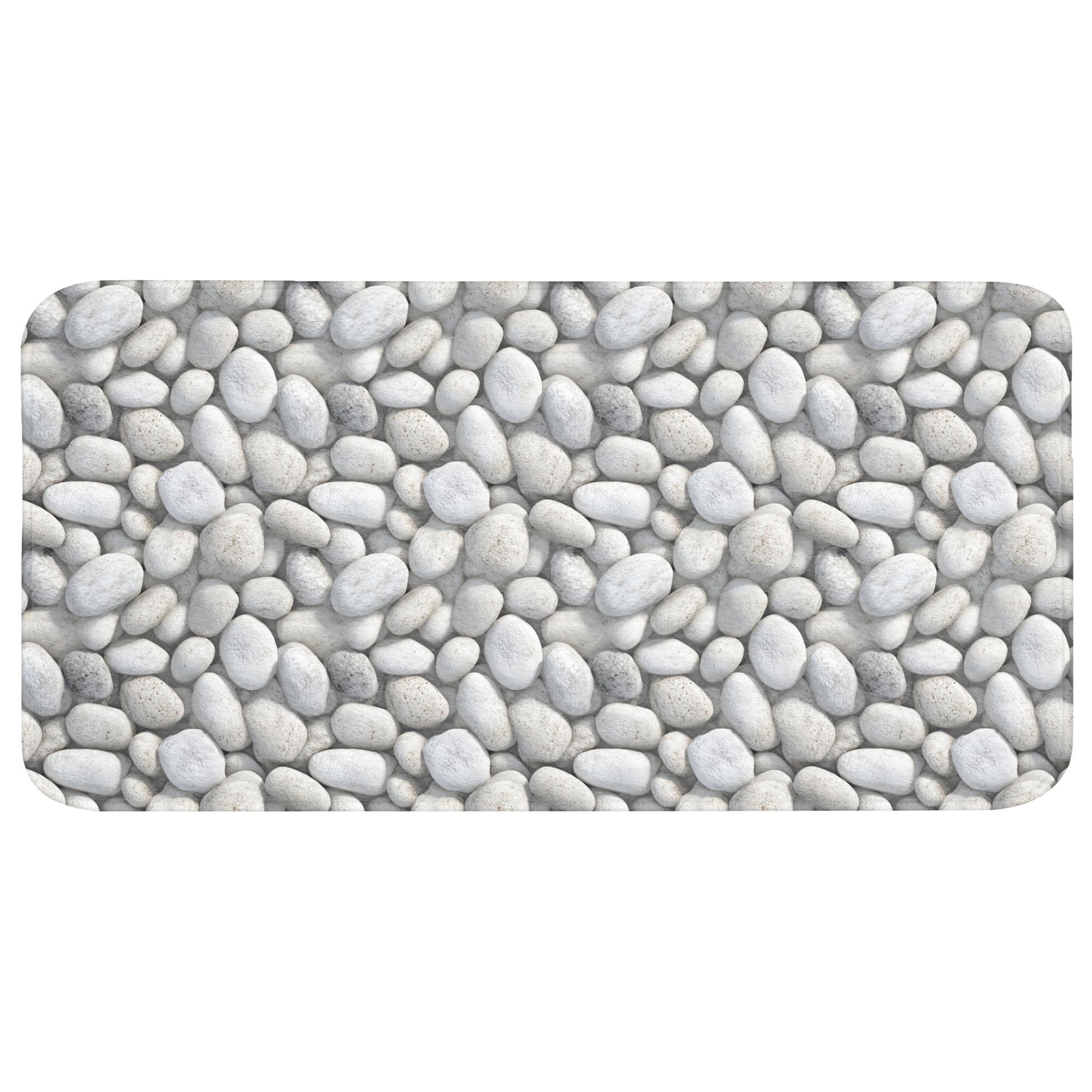 BADEMATTE Steine - Grau - Oval Badezimmerteppich 120x60 cm - Hellgrau, Textil (120/60cm) - OnlyWow