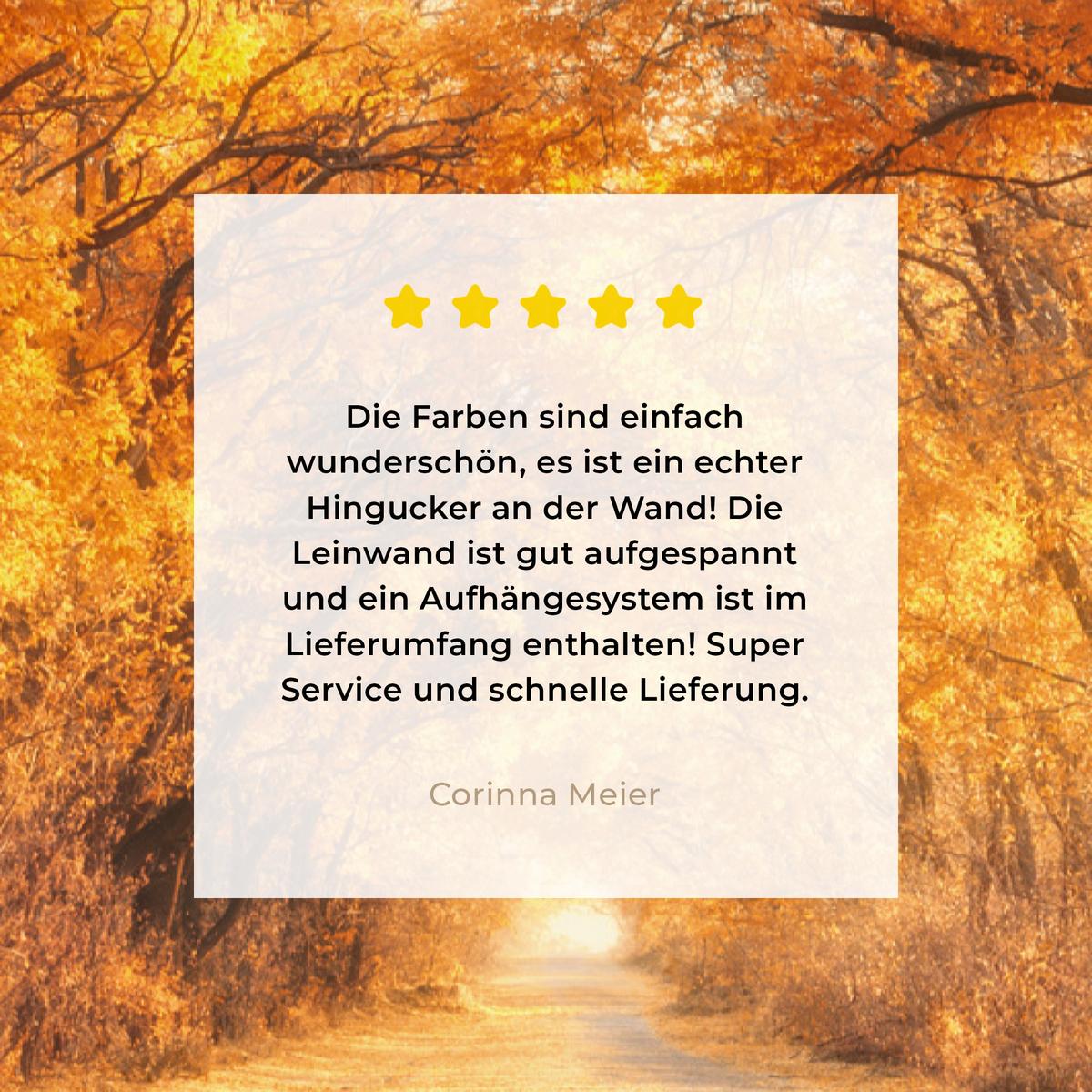 LEINWANDBILD Wald - Herbst - Bäume - Waldweg - Natur Deko Groß 90x140 cm - Bernsteinfarben, Textil (90/140cm) - MuchoWow