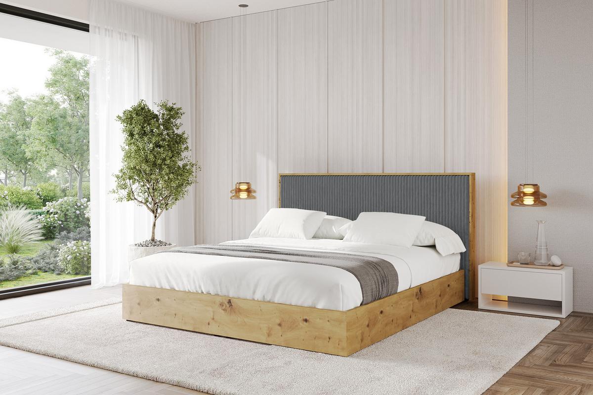 POLSTERBETT mit Bettkasten und Lattenrost, Boxbett mit Kopftei und Stauraum mit Matratze H3/H4 - ENZO10 140x200 Dunkelgrau - Dunkelgrau, Holzwerkstoff/Textil (140/200cm) - ALTDECOR