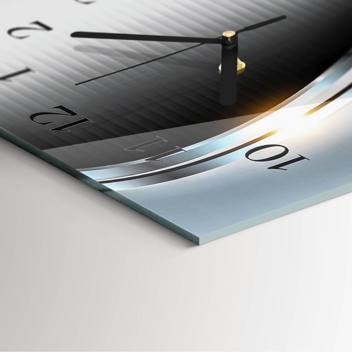 WANDUHR aus Glas 30x60 cm - Metallabstraktion - Silberfarben, Glas (30/60/0.4cm) - TULUP