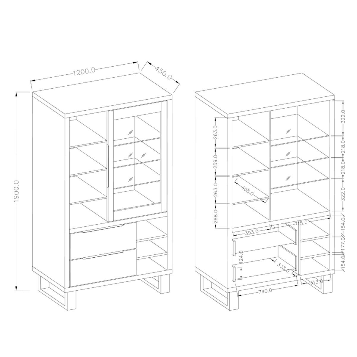 GESCHIRRSCHRANK Eden Holz und Metall - Braun, Holzwerkstoff (120/190/45cm) - Petits-meubles
