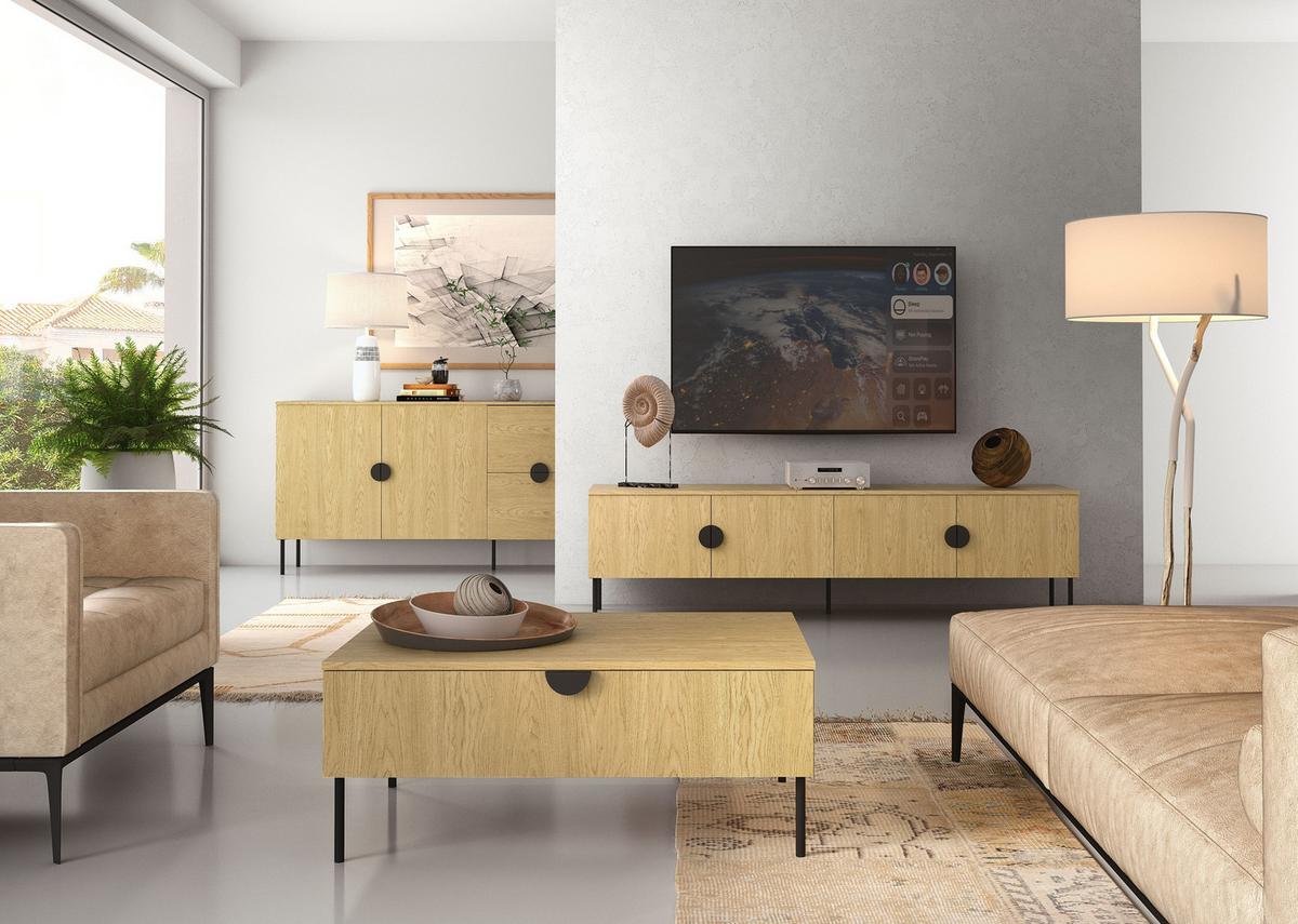 COUCHTISCH Eiche Baltic 100/41,6/66 - Eiche Bianco, Holzwerkstoff (66/100/42cm) - RAUMHIRSCH FURNITURE