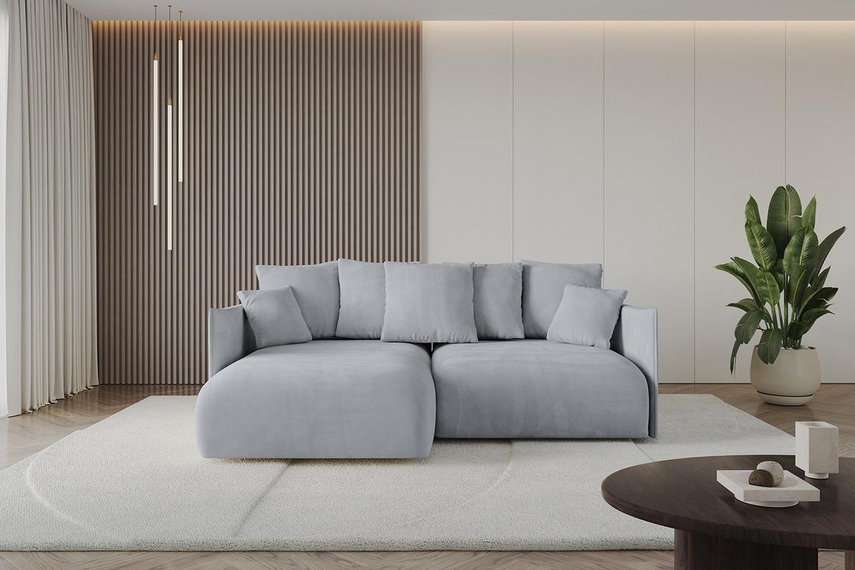 ECKSOFA Ottomane links ONESK-L 216x177x72 Hellgrau Velours - Titanfarben/Hellgrau, Holzwerkstoff/Kunststoff (216/177cm) - ALTDECOR