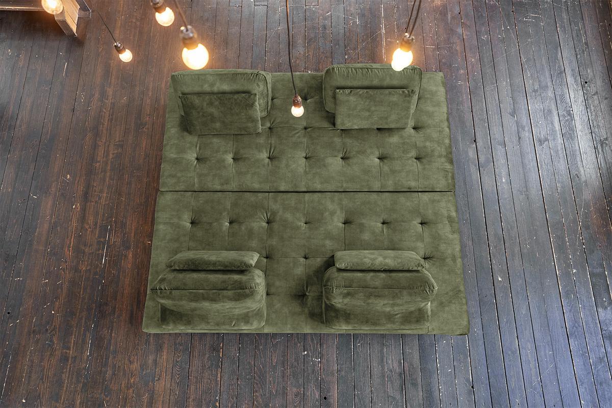 ECKSOFA WIOLO Dunkelgrün Velvet - Dunkelgrün/Silberfarben, Textil/Metall (350/240cm) - KAWOLA
