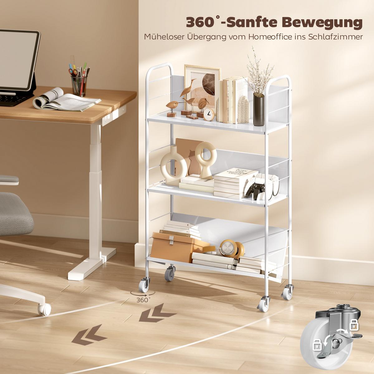 BÜCHERREGAL Metall Kunststoff Weiß - Weiß, Metall (26/108/69cm) - HOMCOM