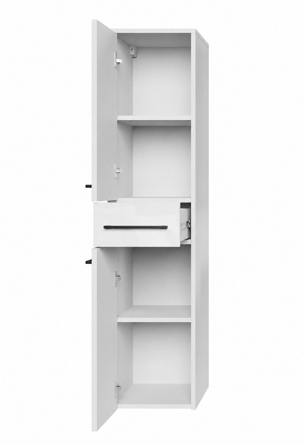 BADEZIMMERSCHRANK Florence mit 2 Türen Weiß Hochglanz - 30 x 35 x 130 cm - Weiß, Holz (30/130/35cm) - Badplaats