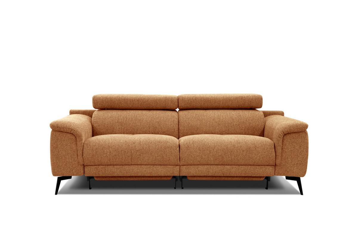 RELAXSOFA FIERO 3-Sitzer mit 2 Relaxfunktionen, orange - Schwarz/Orange, Holzwerkstoff/Textil (212/82/103cm) - Wozimo