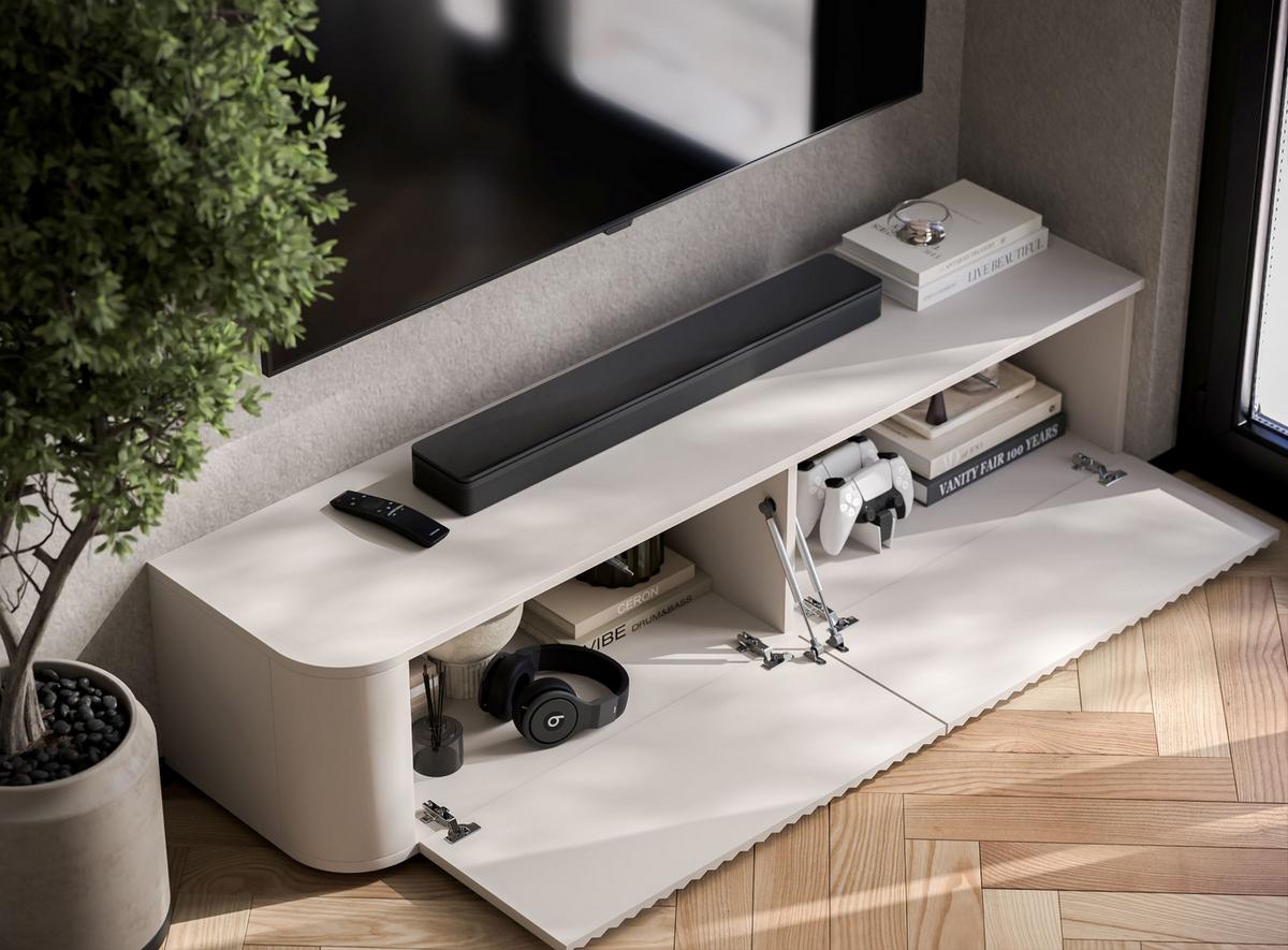 TV-LOWBOARD Aurora Kaschmir matt 140 cm mit niedrigen Füßen - Kaschmir, Holzwerkstoff (140/31/35cm) - Meble Lindner