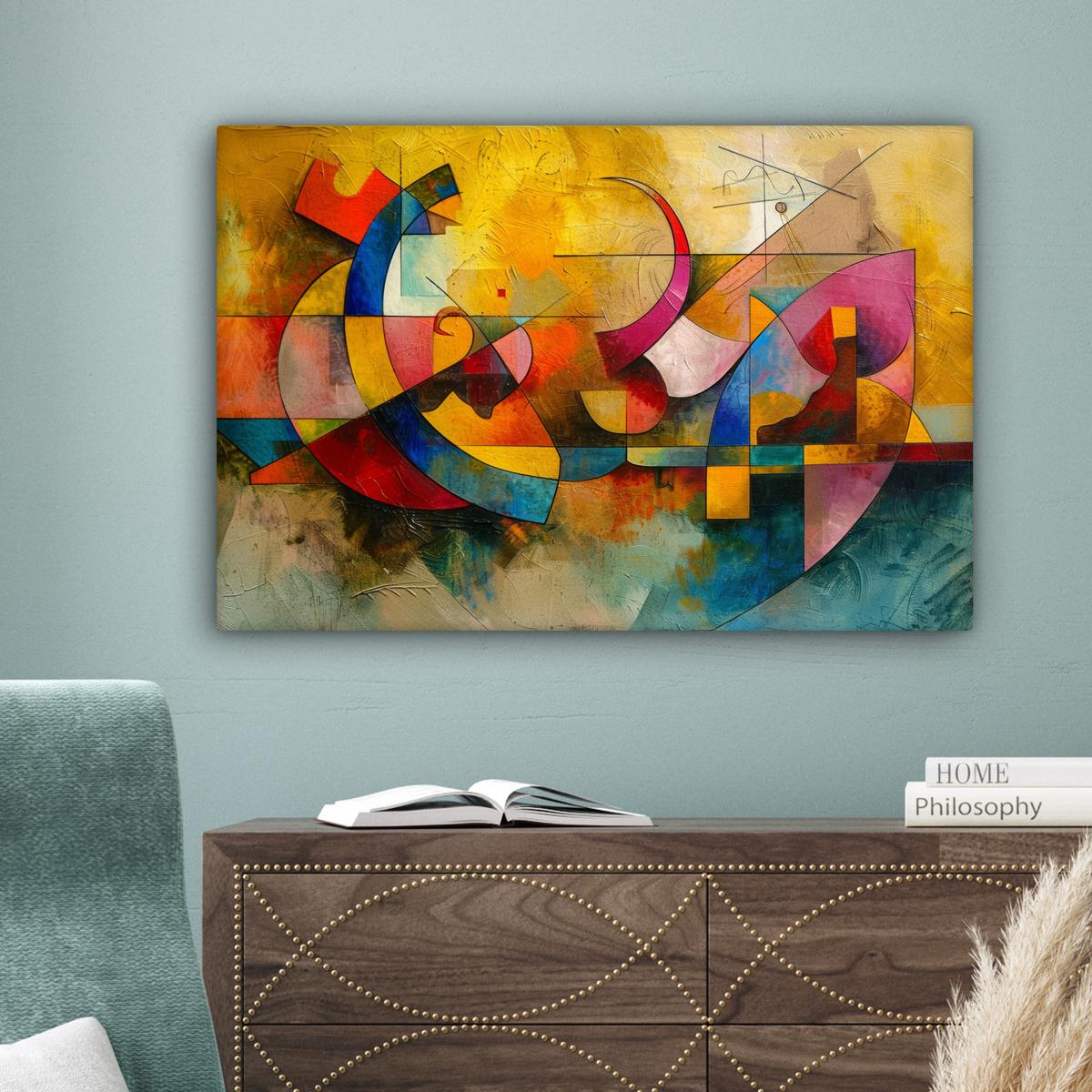LEINWANDBILD Kunst - Abstrakt - Modern Wanddeko 90x60 cm - Gelb, Textil (90/60cm) - MuchoWow