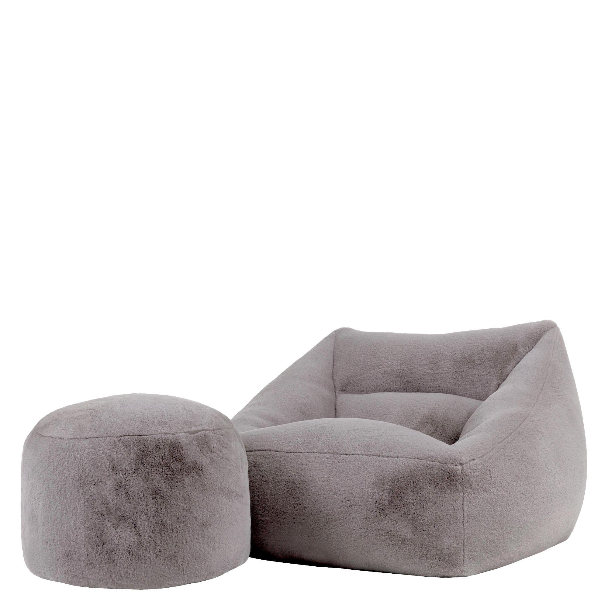 SITZSACK Sessel mit Sitzpouf Natalia - Grau, Textil (97/73/84cm) - icon