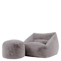 SITZSACK Sessel mit Sitzpouf Natalia - Grau, Textil (97/73/84cm) - icon