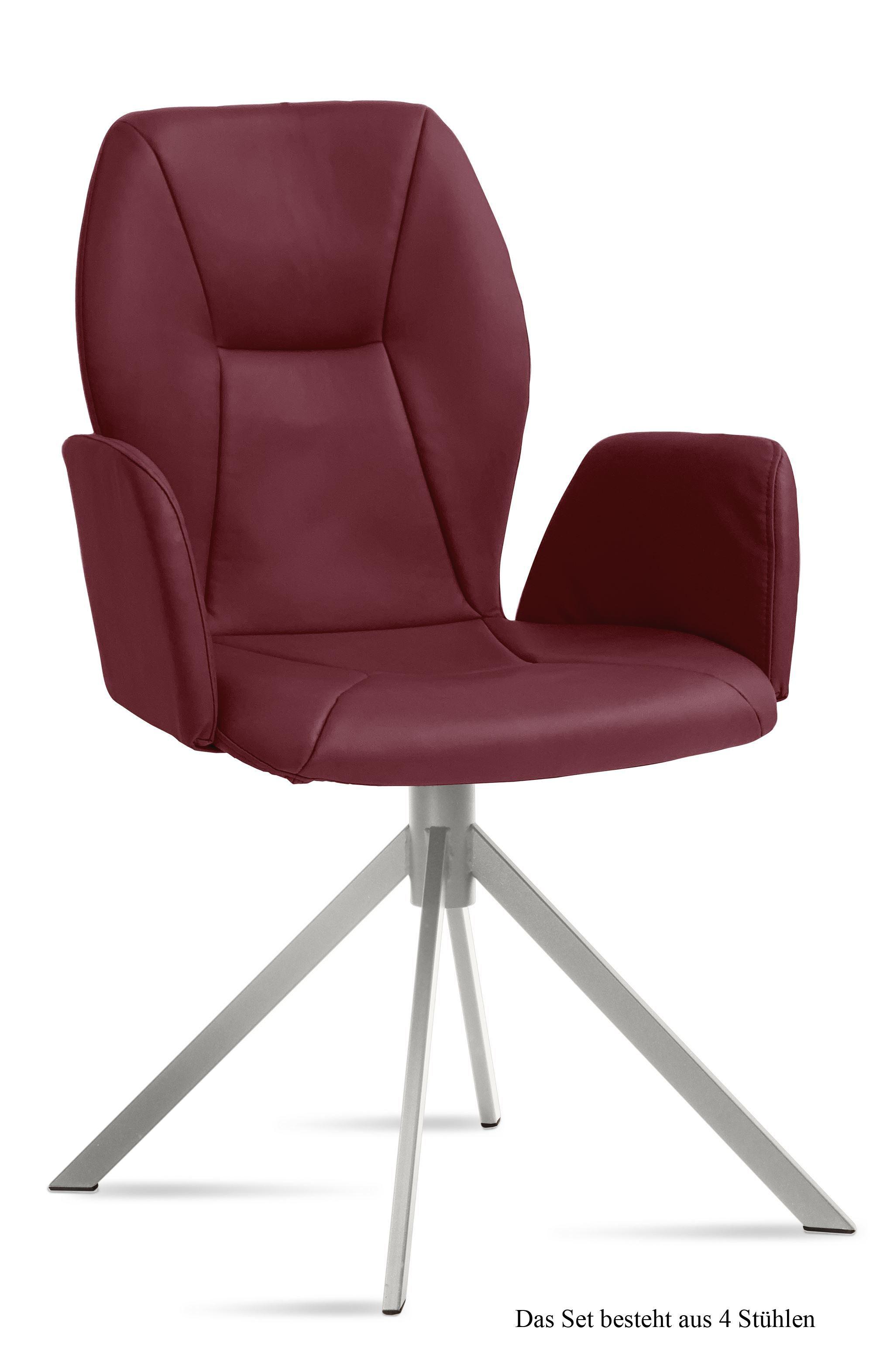 ARMLEHNSTUHL (4er-Set) Dottie 58x92x60 Edelstahl/Marsala - Edelstahlfarben/Brombeere, Kunststoff (60/92/58cm) - 58aufmkessel