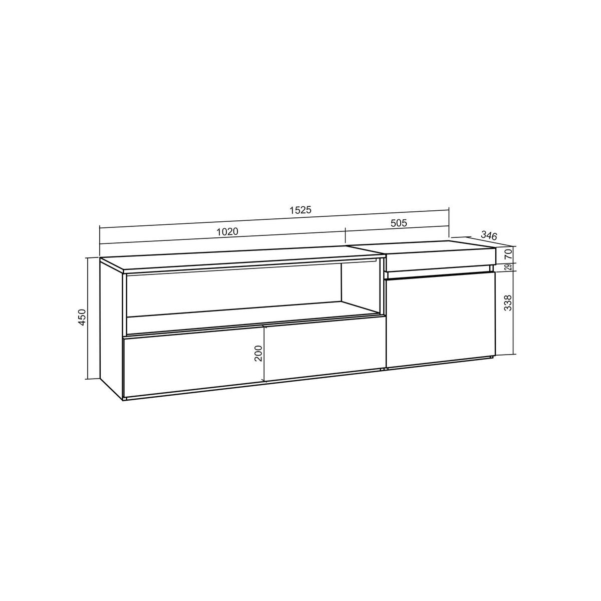 LOWBOARD Hängend, Weiß, Schwarz, 150/35/45cm - Weiß, Holzwerkstoff (150/45/35cm) - Skraut Home