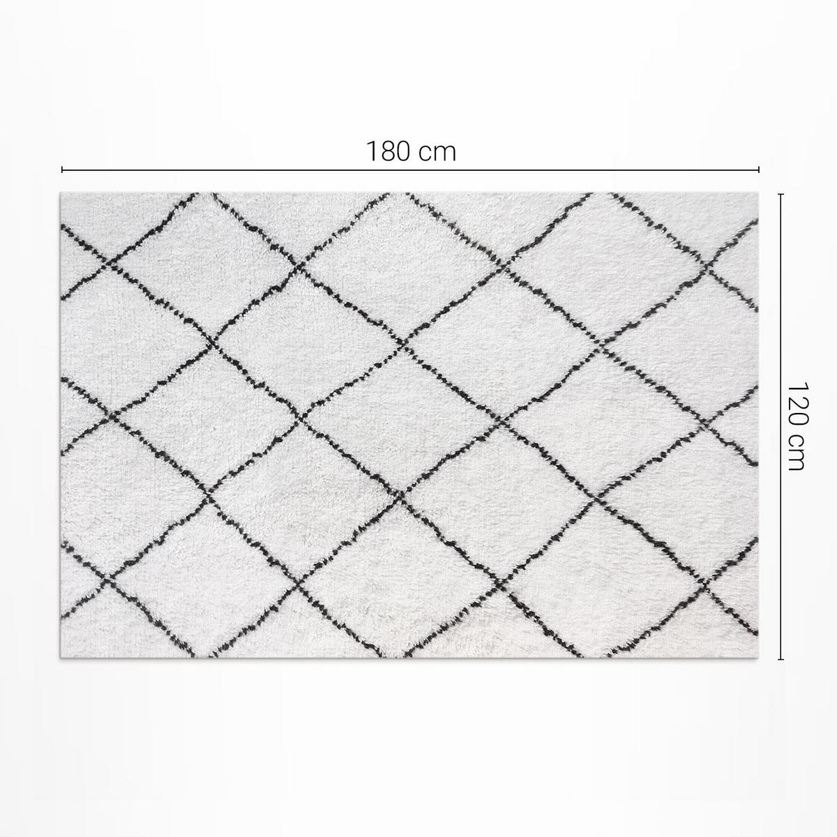 TEPPICH 120x180 cm Schwarze Linien Plüsch-Imitation Muster - Weiß, Kunststoff (120/180cm) - Wallfluent