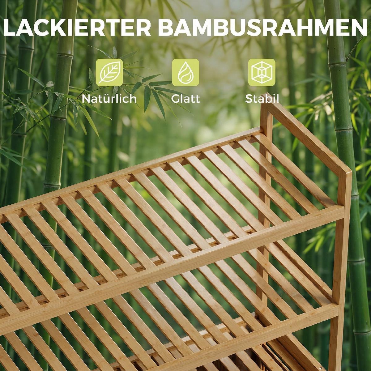 WÄSCHESCHRANK Bambus Vliesstoff Eiche - Eichefarben/Goldfarben, Naturmaterialien/Bambusholz (30/118/80cm) - HOMCOM