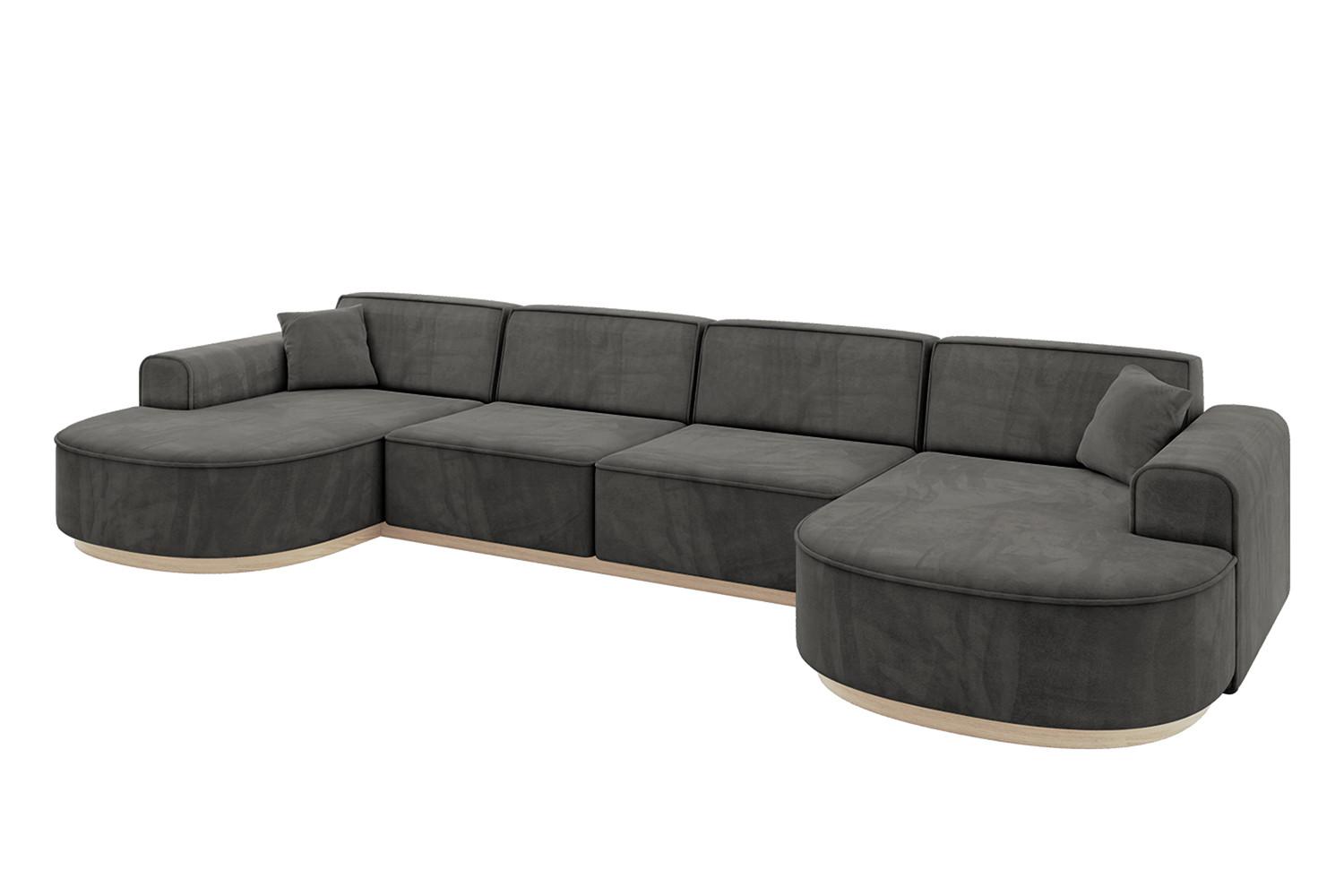 WOHNLANDSCHAFT MARI-U2-v1 - 388x171x83 cm Dunkelgrau Velours - Dunkelgrau, Holzwerkstoff/Textil (388/83/171cm) - ALTDECOR