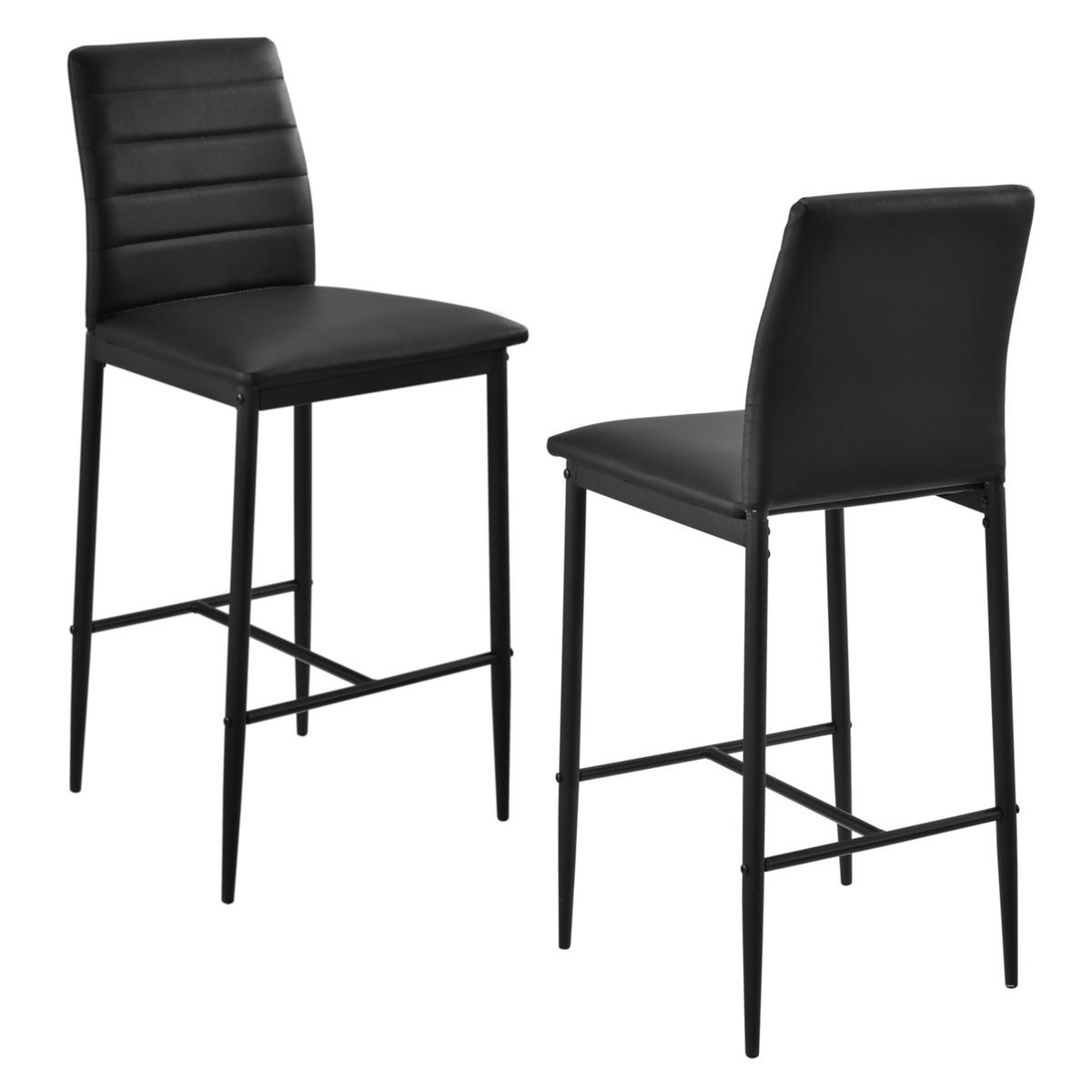 BARSTUHL Lidköping 2er-Set - Schwarz, Leder (43/96/47cm) - [en.casa]