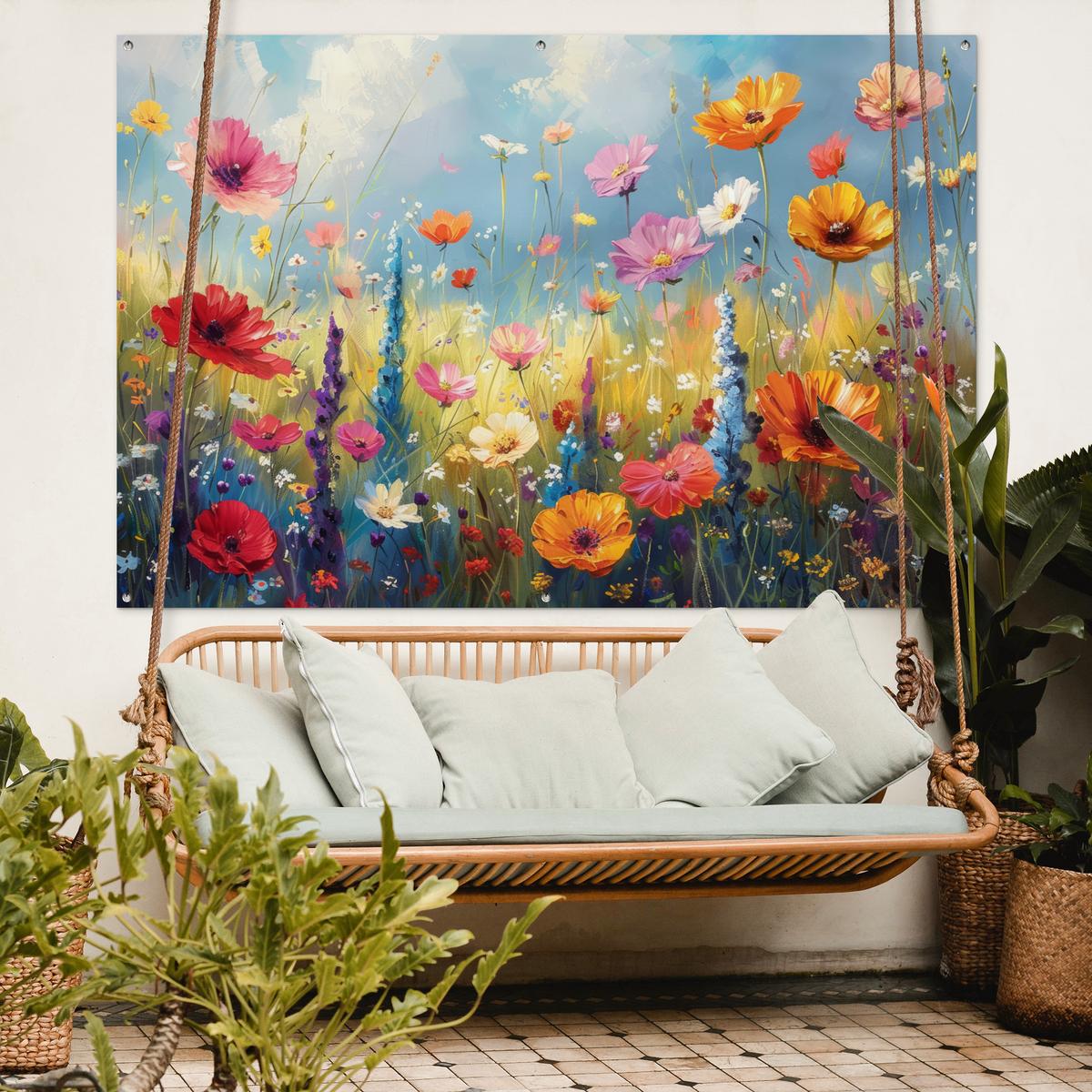 GARTENPOSTER Blumen - Natur - Botanik - Kunst Poster für draußen 180x120 cm - Hellblau, Kunststoff (180/120/0.2cm) - OnlyWow