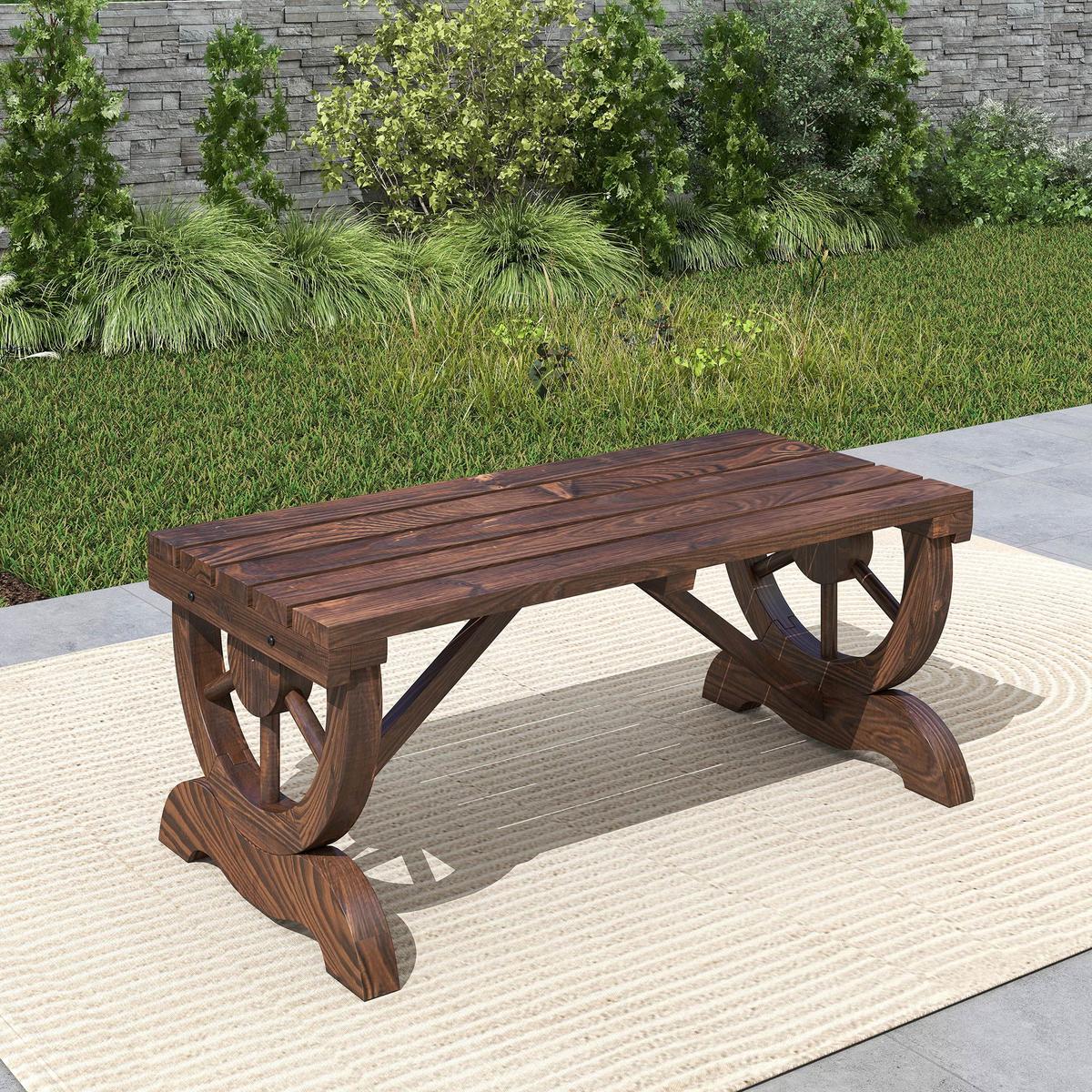 GARTENBANK aus Holz, Wetterfest, Sitzbank, Gartenmöbel, Rustikale, Bank, Braun - Braun, Holz (50/39.5/98cm) - Outsunny